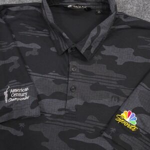 Travis Mathew Polo Mens XXL Black Camo American Century Championship NBC Sports
